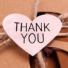 10 Autocollants coeur rose 'Thank You'