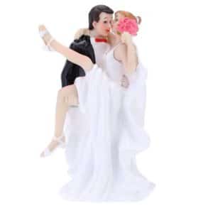 Figurine couple de mariés porté avec bouquet